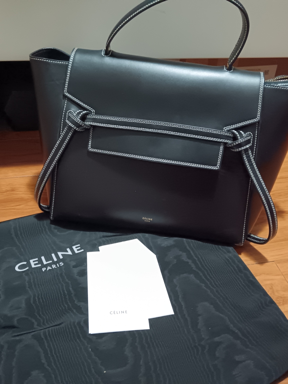 Rare Celine Mini Belt Bag in Black And White Seam